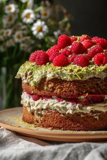 Pistachio Raspberry Cake