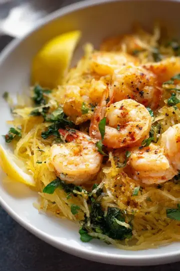 Spaghetti Squash Shrimp Scampi