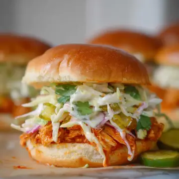 Weeknight Buffalo Chicken Sandwiches with Pickle Slaw.