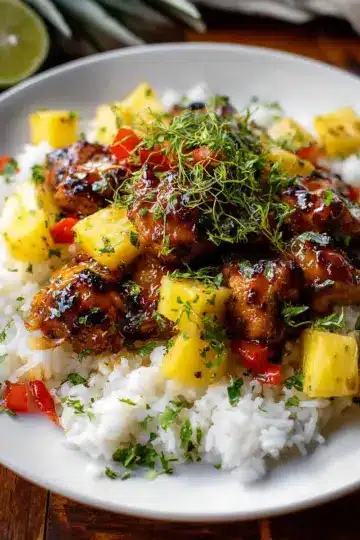 30 Minute Pineapple Chicken with Coconut Rice