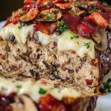 Mushroom Bacon Swiss Meatloaf