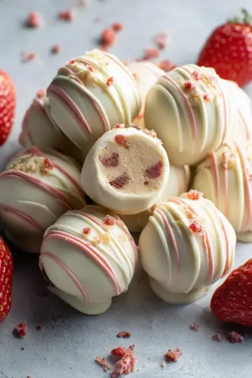 5 Ingredient Strawberry Cheesecake Truffles