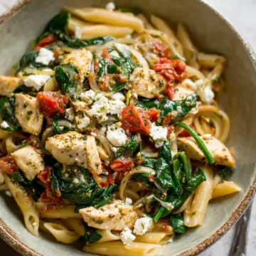 Chicken Feta Spinach Pasta