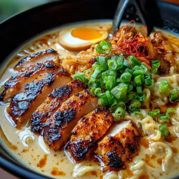 Fiery Chicken Ramen with Creamy Garlic Sauce