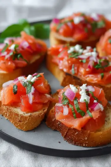 Smoked salmon bruschetta