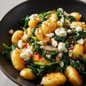 Crispy Gnocchi With Spinach and Feta