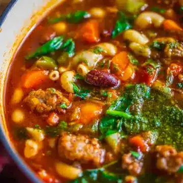 Minestrone with Sausage and Pesto