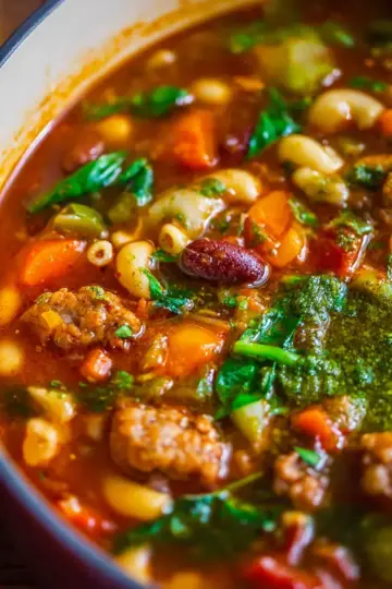 Minestrone with Sausage and Pesto