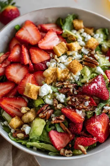 Strawberry Crunch Salad with Champagne Vinaigrette.