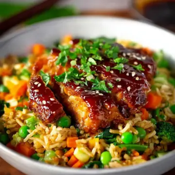 Sticky Chicken With Vegetable Fried Rice