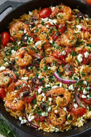 Greek Shrimp with Orzo and Feta