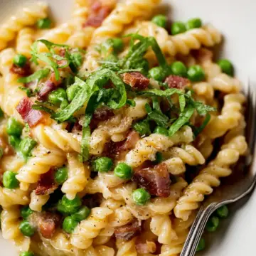 Creamy Pasta with Peas and Pancetta