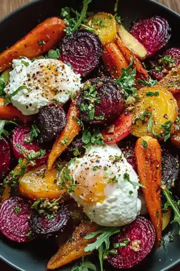 Vibrant Roasted Beets & Carrots with Creamy Burrata Salad