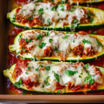Lasagna Stuffed Zucchini Boats