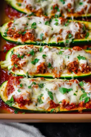 Lasagna Stuffed Zucchini Boats
