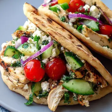 Greek Salad Pita Pockets with Grilled Chicken