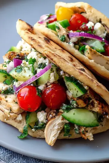 Greek Salad Pita Pockets with Grilled Chicken
