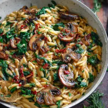 Creamy Spinach and Mushroom Orzo