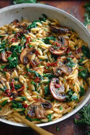 Creamy Spinach and Mushroom Orzo