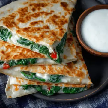 Spinach Quesadilla with Feta and Pepper Jack Cheese