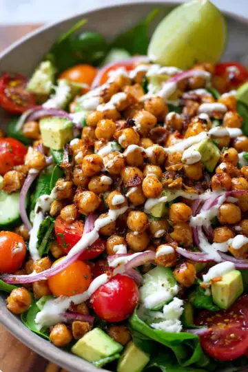 Crispy Chili Lime Chickpea Salad