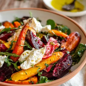 Roasted Beets and Carrots Salad with Burrata