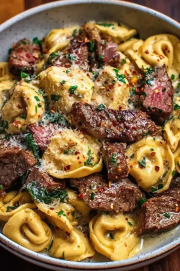 Easy Garlic Steak Tortellini Recipe
