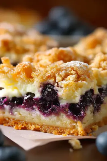 Blueberry Cream Cheese Crumb Bars