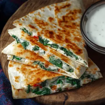 Spinach Quesadilla with Feta and Pepper Jack Cheese