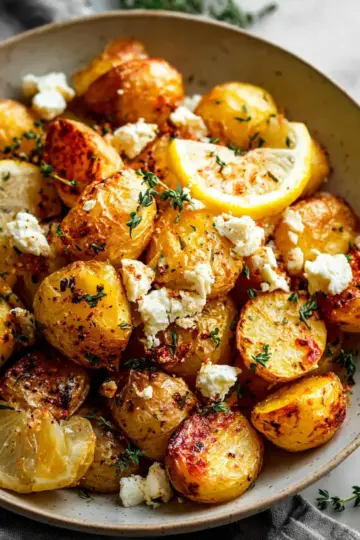 Easy Greek Roast Potatoes With Lemon And Feta