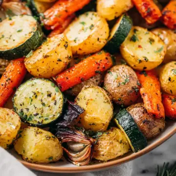 Garlic Herb Roasted Potatoes, Carrots, and Zucchini