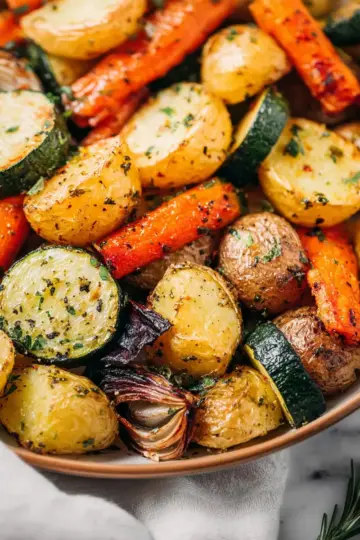 Garlic Herb Roasted Potatoes, Carrots, and Zucchini